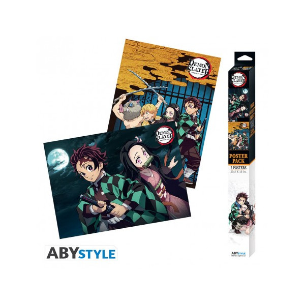 Demon Slayer | Poster | Set 2 Chibi Posters | Group & Duo (52X38)