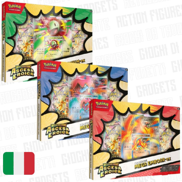 Pokémon | Ascesa Eroica | Collezione Mega Emboar-EX/MegaFeraligatr-EX/Mega Meganium-EX Ita